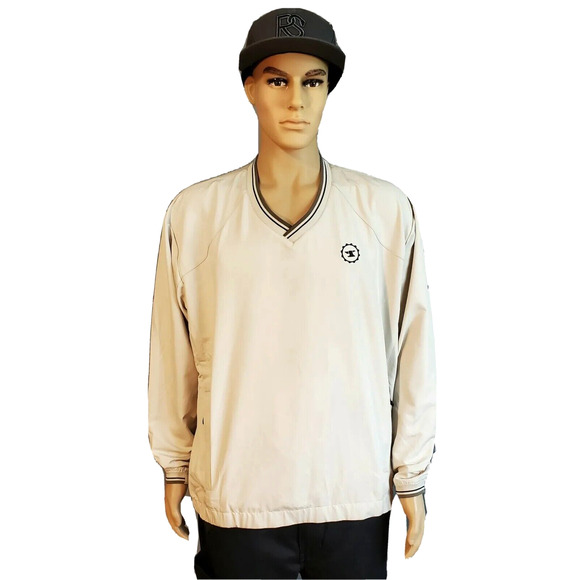 NWT NIKE Tan Beige Windproof Pullover Golf Jacket Windbreaker Men’s Size Large - Picture 1 of 6